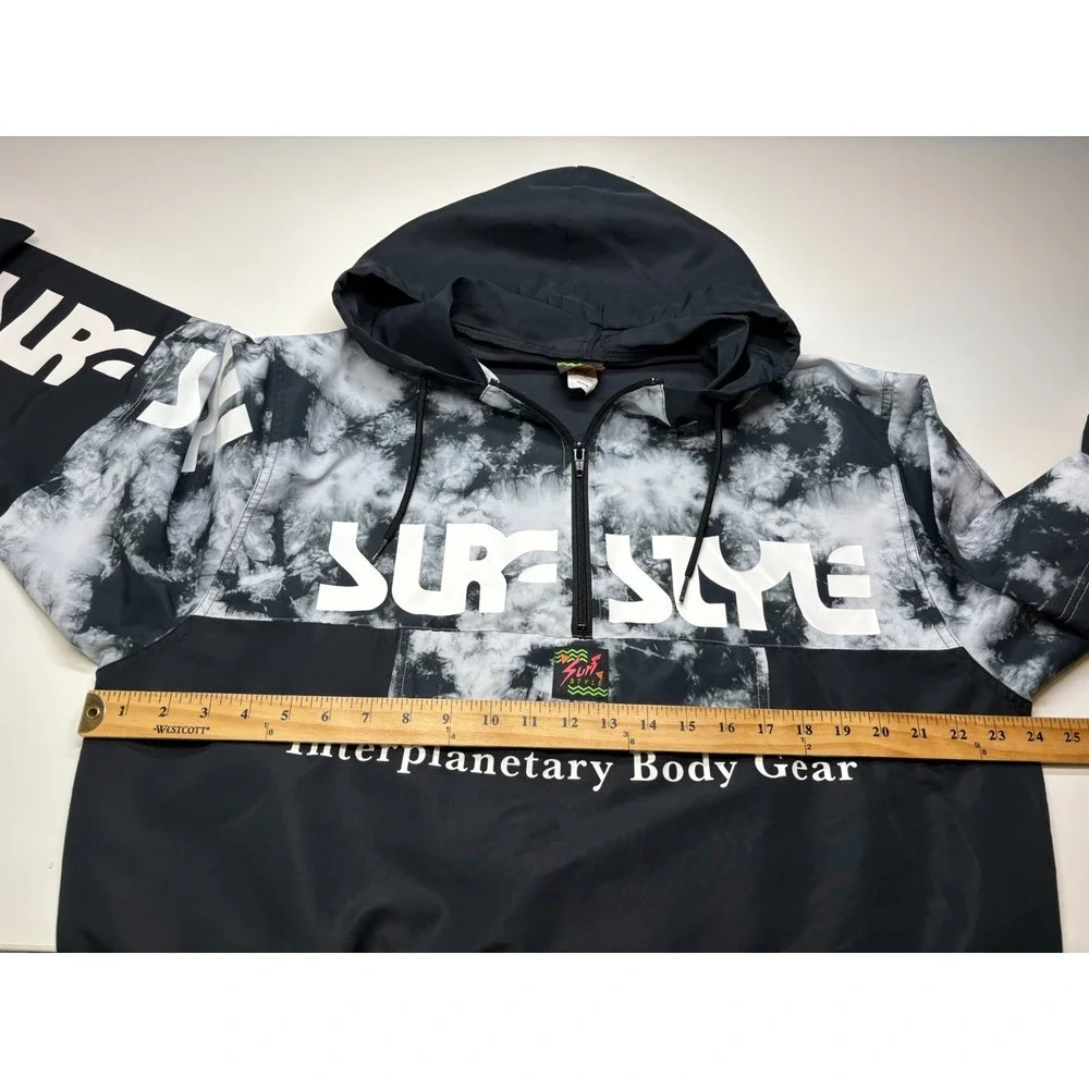 Surf Style Jacket Mens M Black Interplanetary Body Gear 1/4 Zip Hoodie